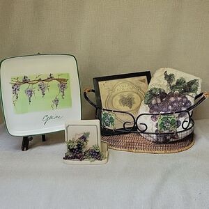 9pc bundle of grape/wine decor